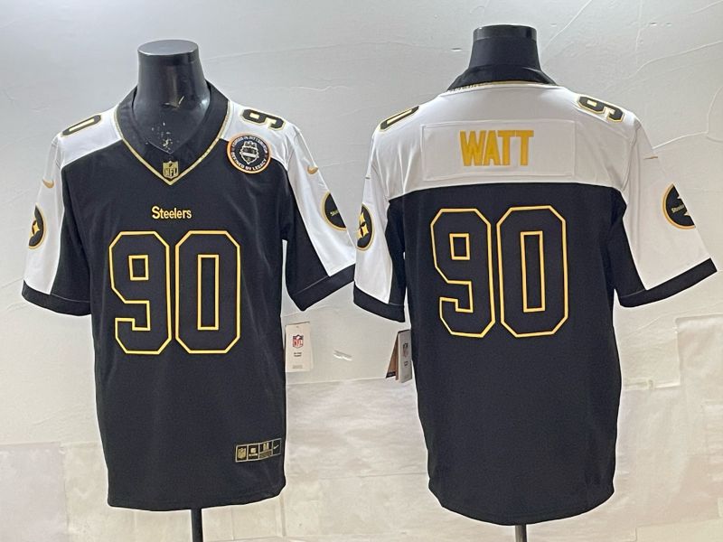 Men Nike 2025 Pittsburgh Steelers #90 Watt Black gold 3th generation Limited NFL Jersey 004->pittsburgh steelers->NFL Jersey